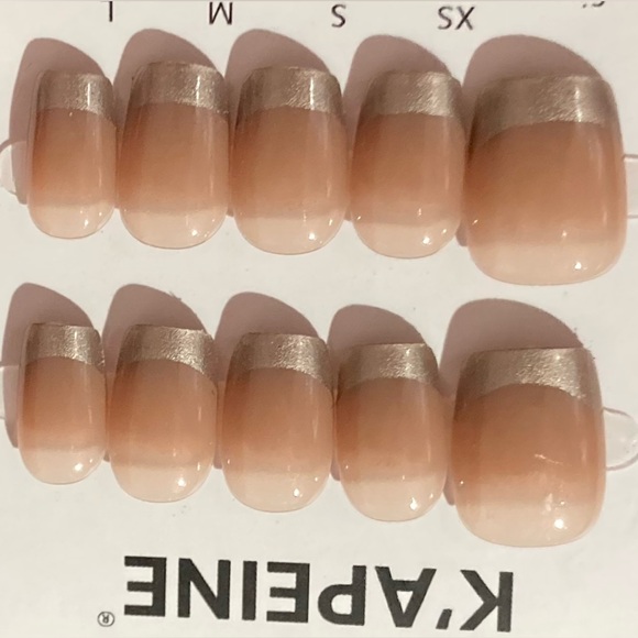 [M] 10Pcs Wearable Press on Nails Full Cover Square French Style Nude Bronze - Picture 2 of 5